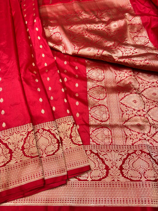 Banarasi Handloom Katan Silk Saree Garnet Color