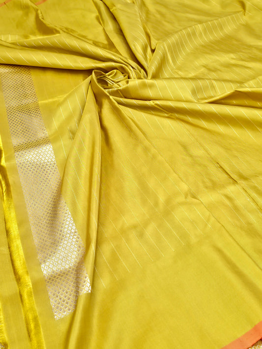 Yellow Handwoven Masterpiece Banarasi Pure Katan Silk Saree
