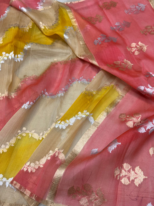 Pure Kora Silk Banarasi Handloom Rangkaat Saree