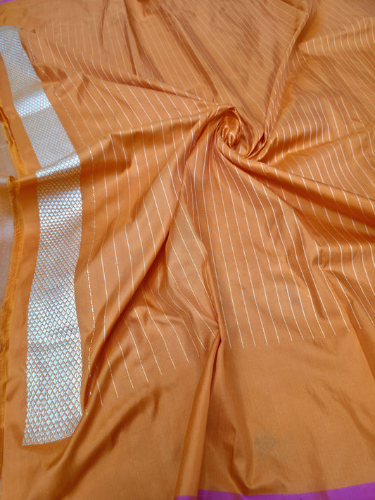 Orange Handwoven Masterpiece Banarasi Pure Katan Silk Saree