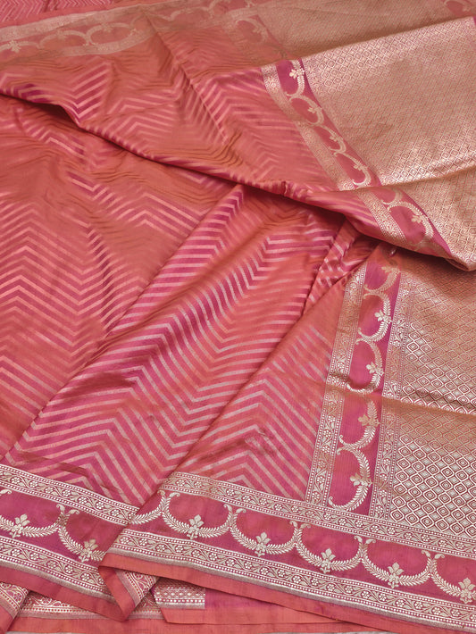 Peach Masterpiece Banarasi Pure Katan Silk Saree