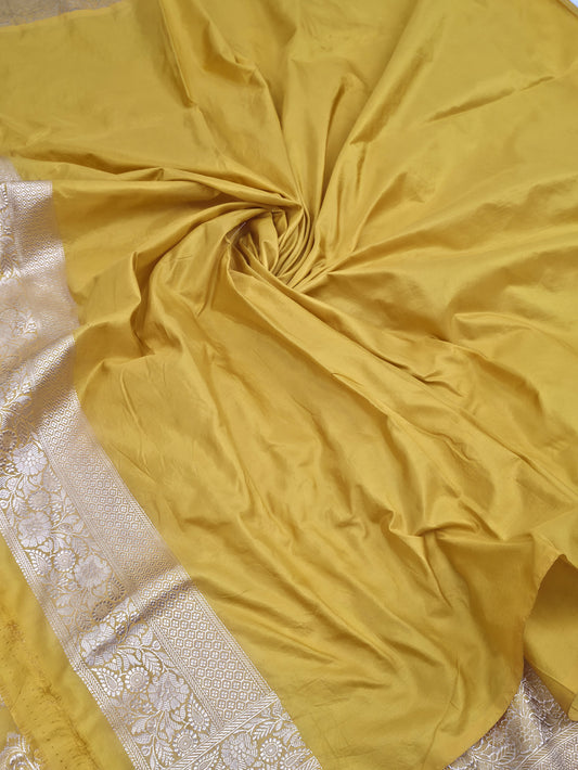 Mustard Minakari Masterpiece Banarasi Pure Katan Silk Saree