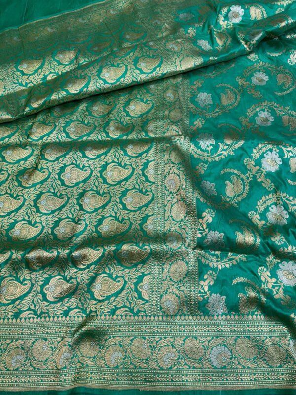 Banarasi Handloom Pure Katan Silk Saree Sea Green Color