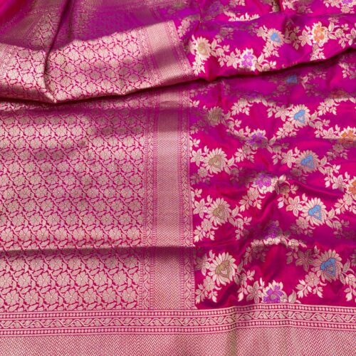 Banarasi Handloom Pure Katan Silk Saree Magenta Color