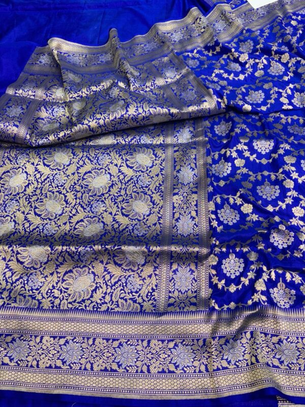 Banarasi Handloom Pure Katan Silk Saree Navy Blue Color