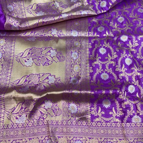 Banarasi Handloom Pure Katan Silk Saree Purple Color