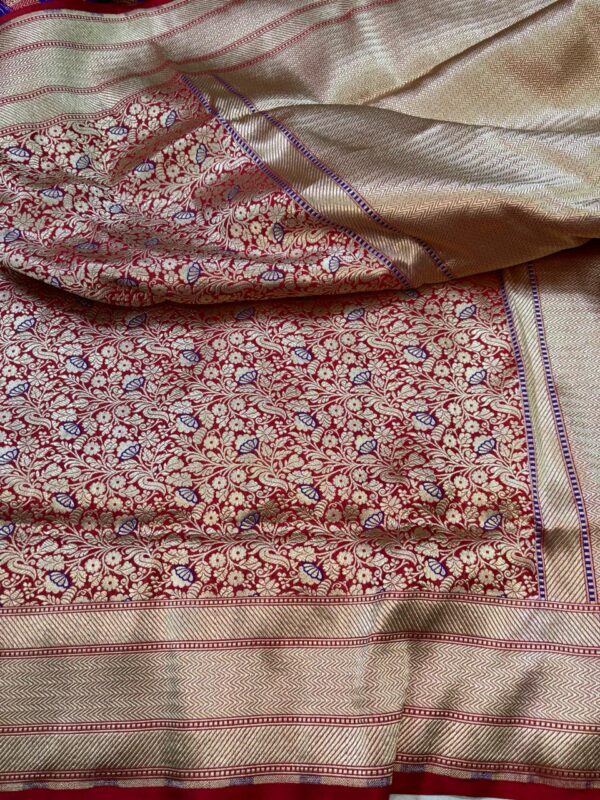 Banarasi Handloom Pure Katan Silk Mina Saree Mehroon Color