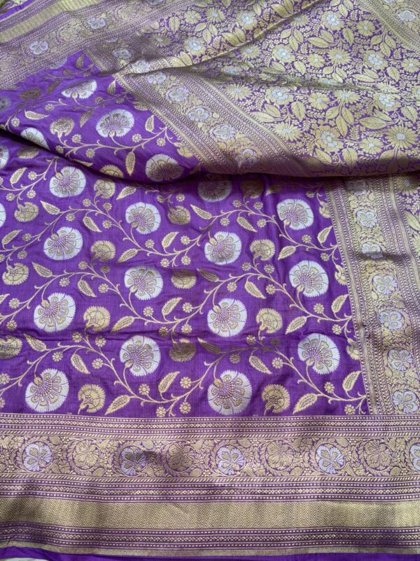 Banarasi Handloom Pure Katan Silk Mina Saree Light Purple Color