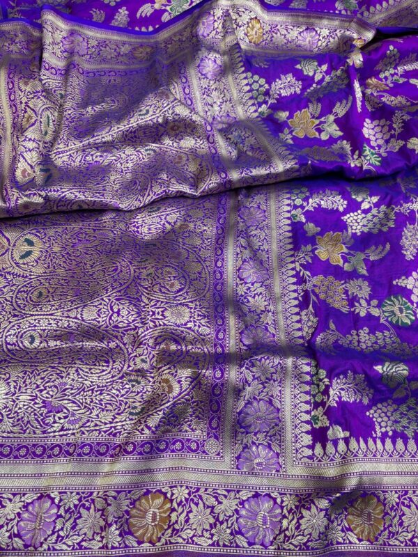 Banarasi Handloom Pure Katan Silk Mina Saree Purple Color