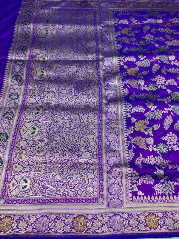 Banarasi Handloom Pure Katan Silk Mina Saree Purple Color