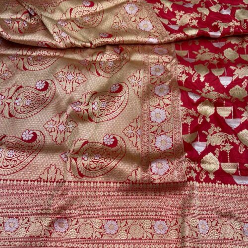 Banarasi Handloom Pure Katan Silk Saree Red Color