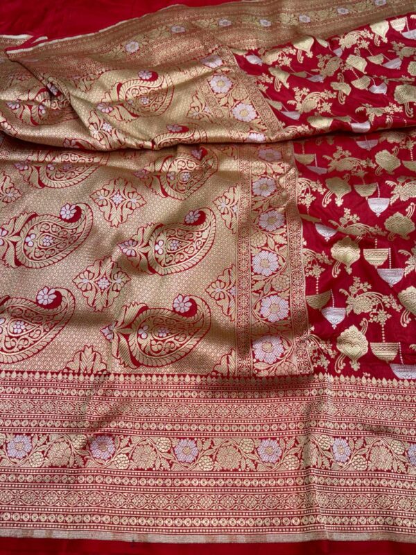 Banarasi Handloom Pure Katan Silk Saree Red Color