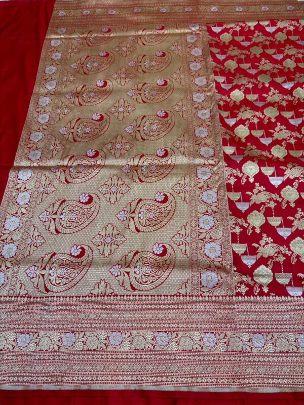 Banarasi Handloom Pure Katan Silk Saree Red Color