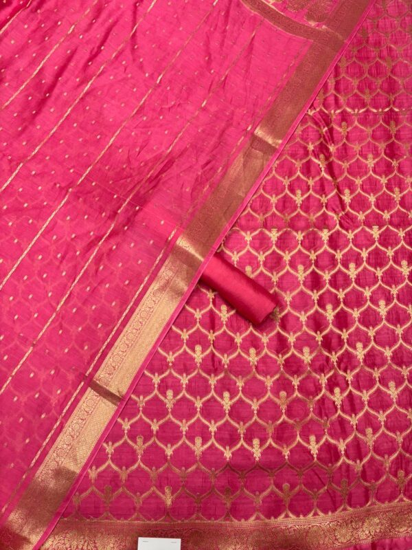 Magenta Jacquard Pure Chanderi Unstitched Suit Set