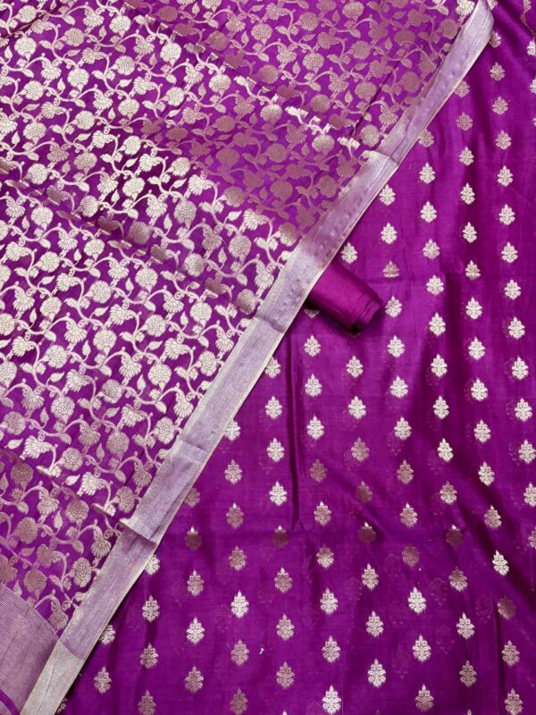 Violet Jacquard Pure Chanderi Unstitched Suit Set