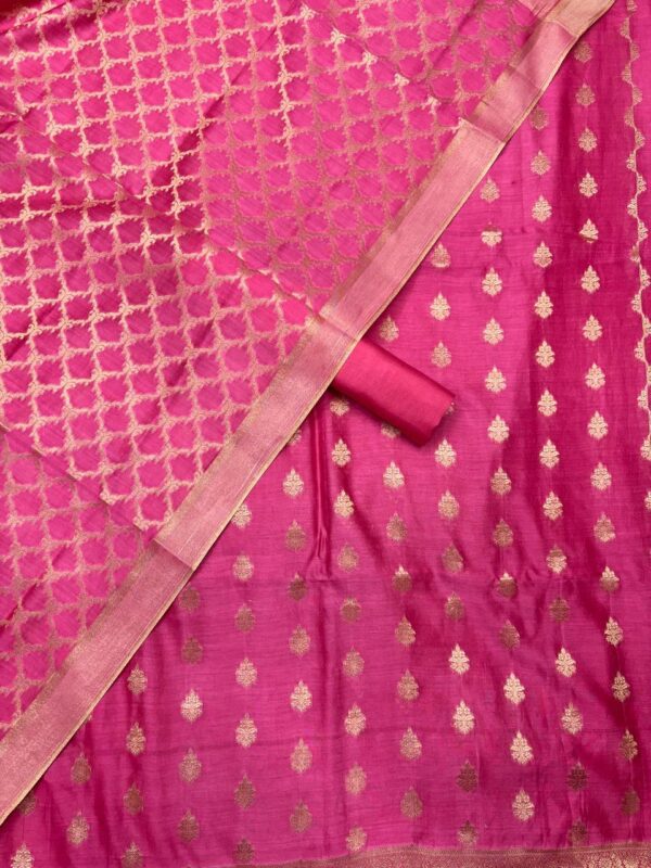 Pink Pure Chanderi Unstitched Suit Set