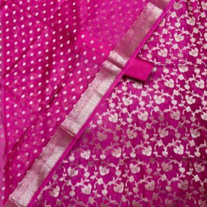 Magenta Pure Chanderi Unstitched Suit Set